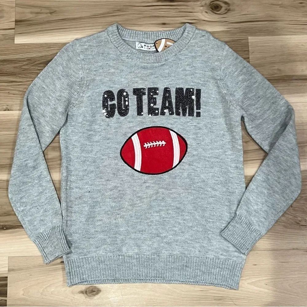 NEW Poof Go Team Knit Football Sweatshirt Women’s Small